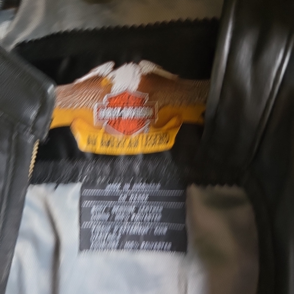 Harley-Davidson Black Studded Wing Back Leather Jacket - Picture 2 of 6